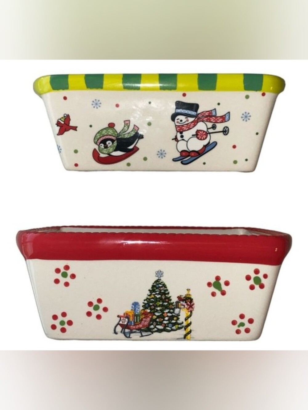 Set Of 2 Temptations By Tara Holiday Christmas 12 oz Mini Loaf Pan Ovenware